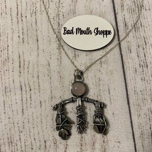 *Silver Copse Jewellery Handmade Rose Herb Rack Pendant Rose Quartz Necklace